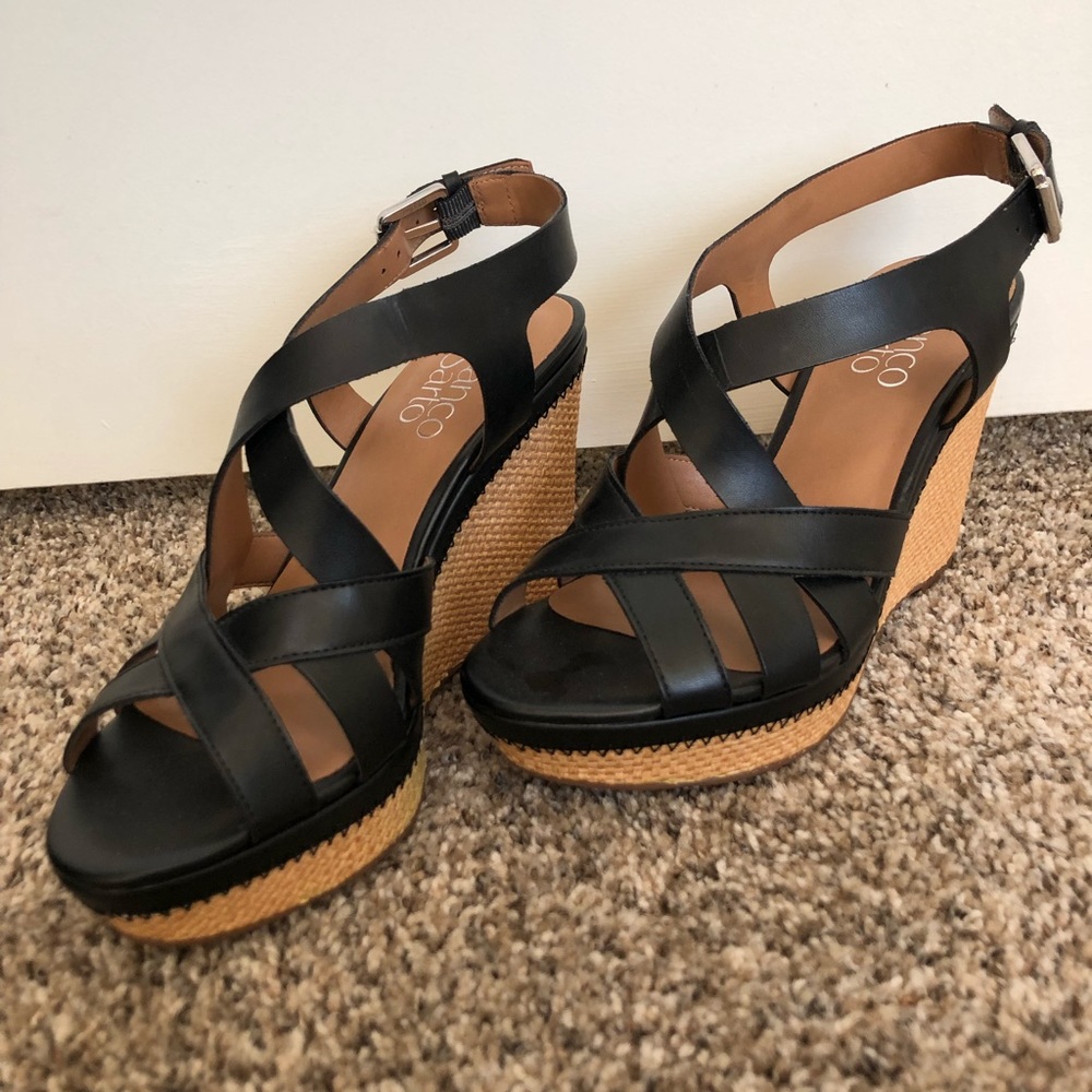 Franco Sarto Black Wedge Heels